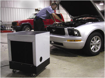 TPI Fostoria EVAP-12 Evaporative Cooler In Automotive Garage